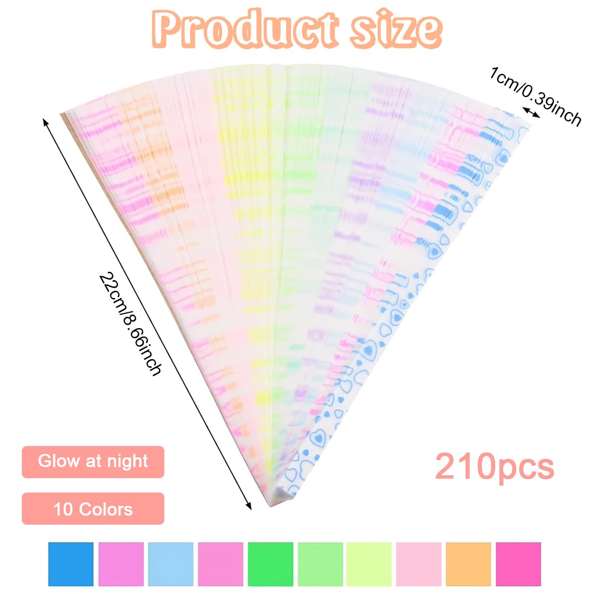 HASTHIP 210Pcs Glow Star Origami Paper - 10 Assortment Color Star Paper Strip, 8.6 HASTHIP 210Pcs Glow Star Origami Paper - 10 Assortment Color Star Paper Strip, 8.6